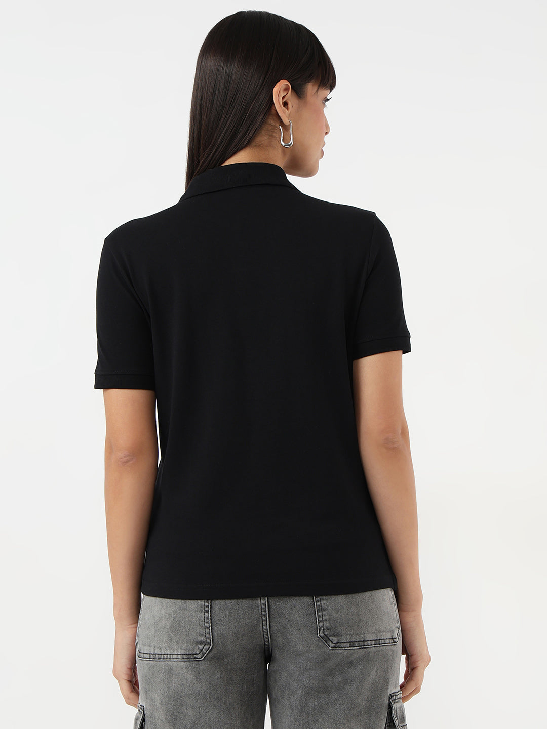Women Black Slim Fit T-Shirt