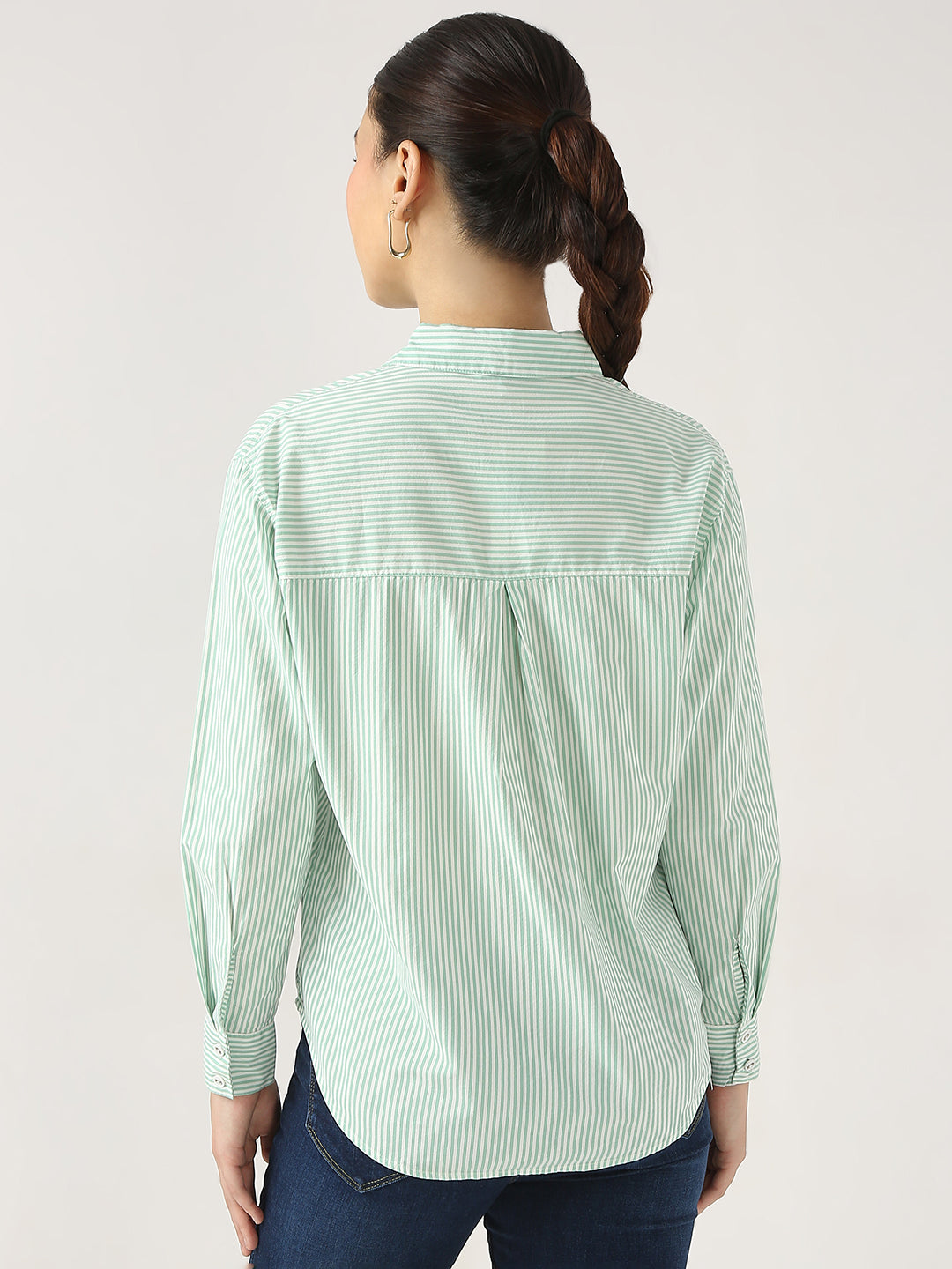 Women Mint/White Oversize Shirt