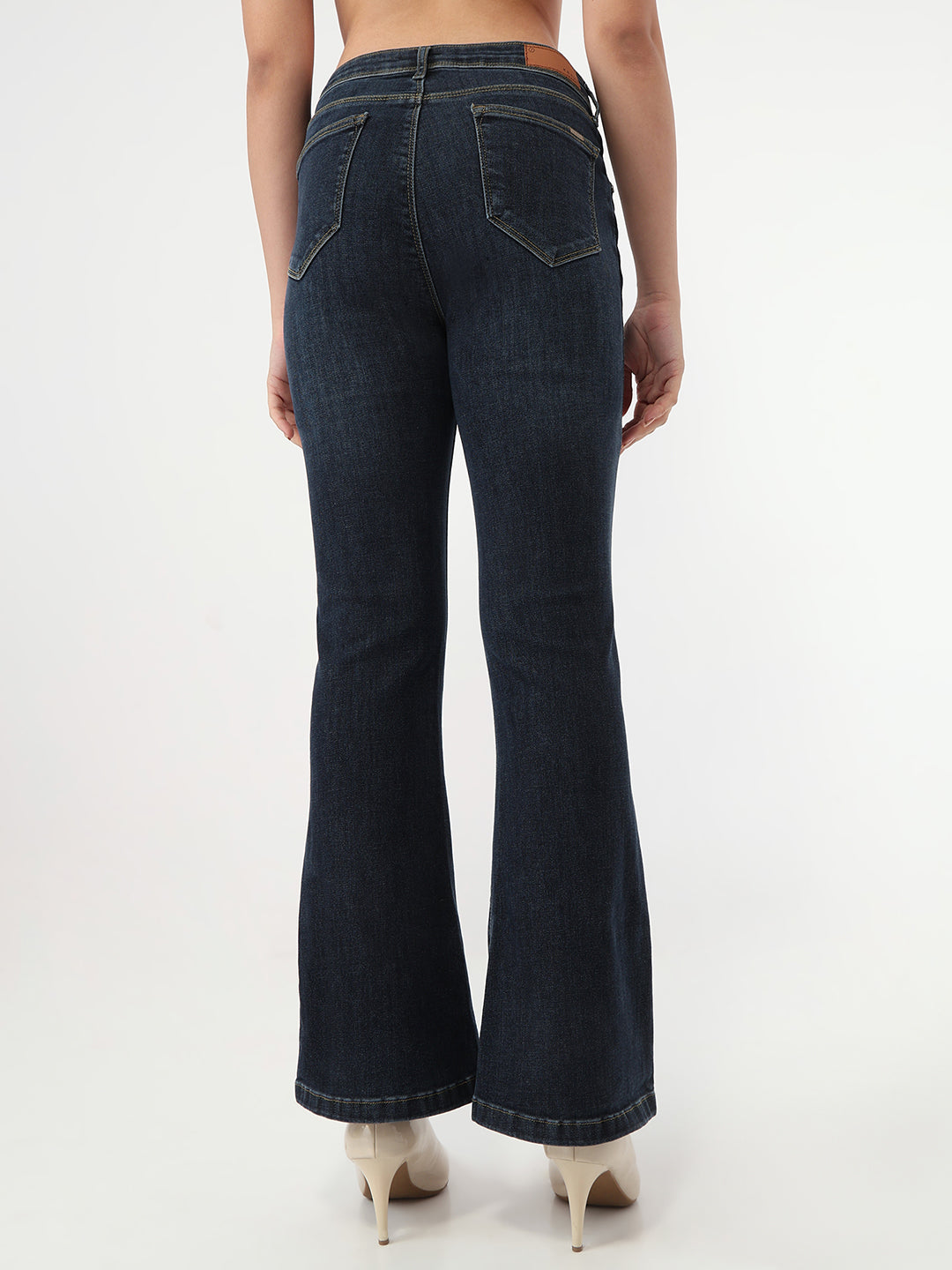 Women Dark Blue High-Rise Flare Jeans