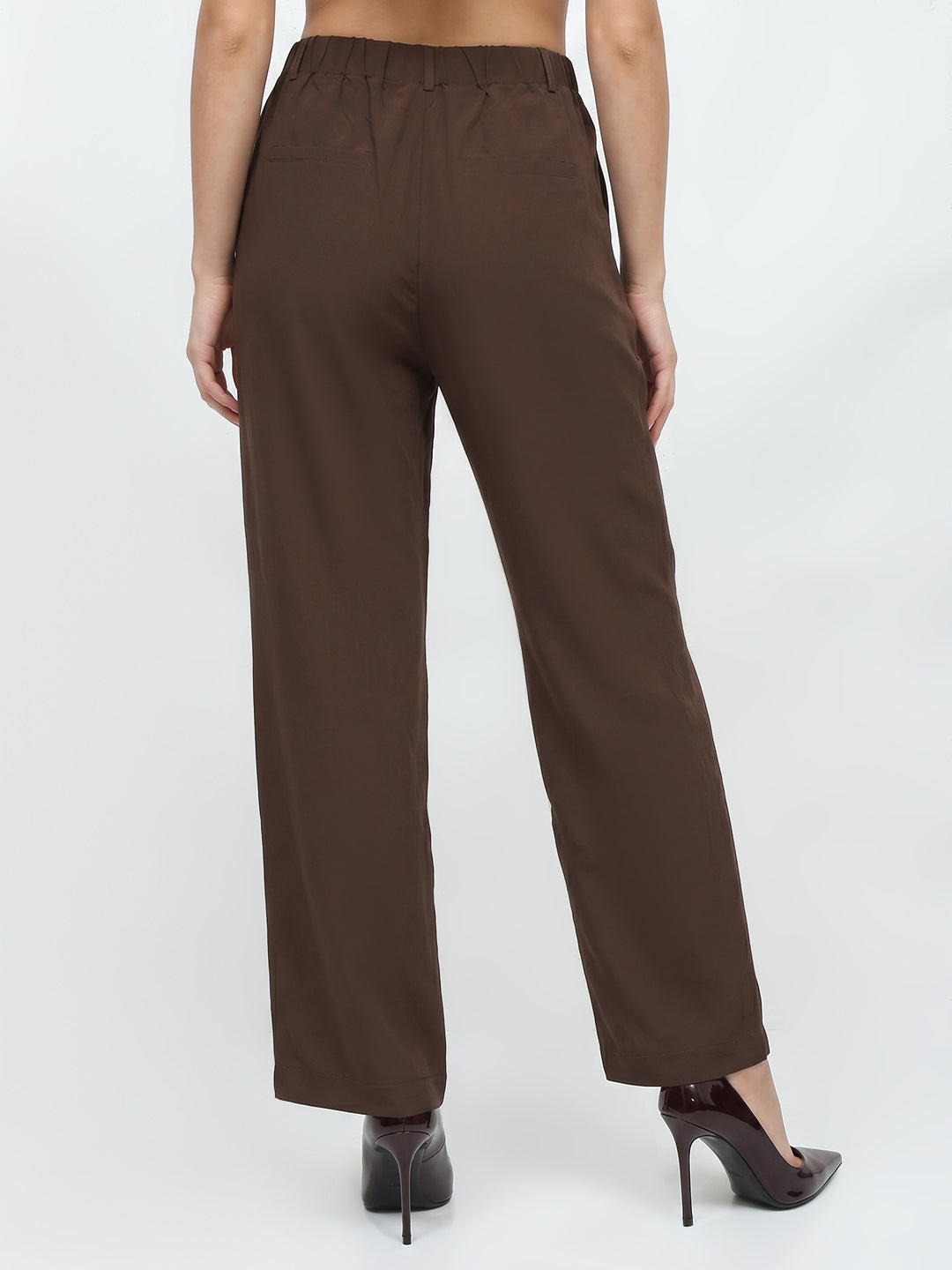 Women Brown High-Rise Straight Fit Jeans