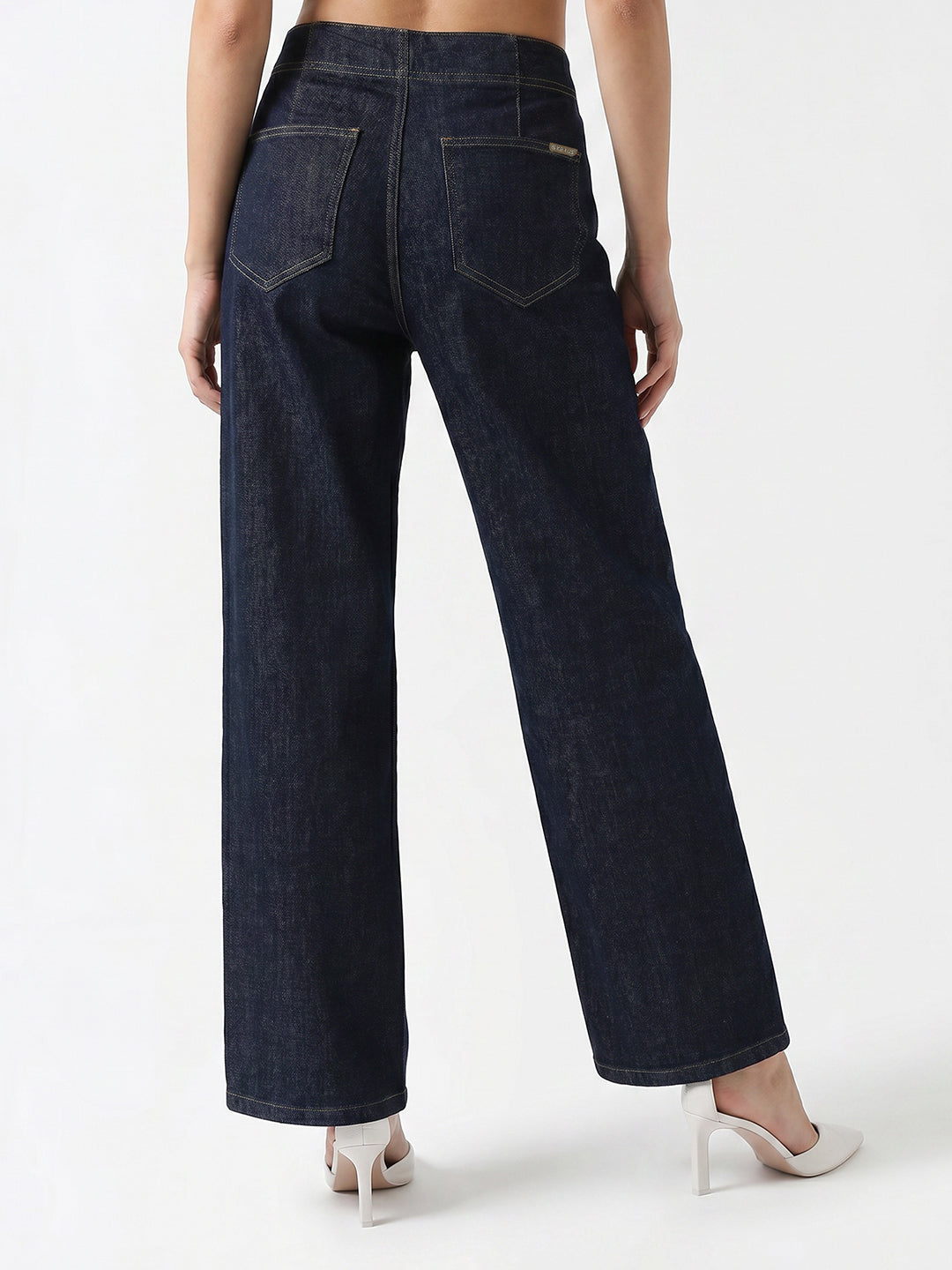 Dark Blue High-Rise Straight Fit Jeans