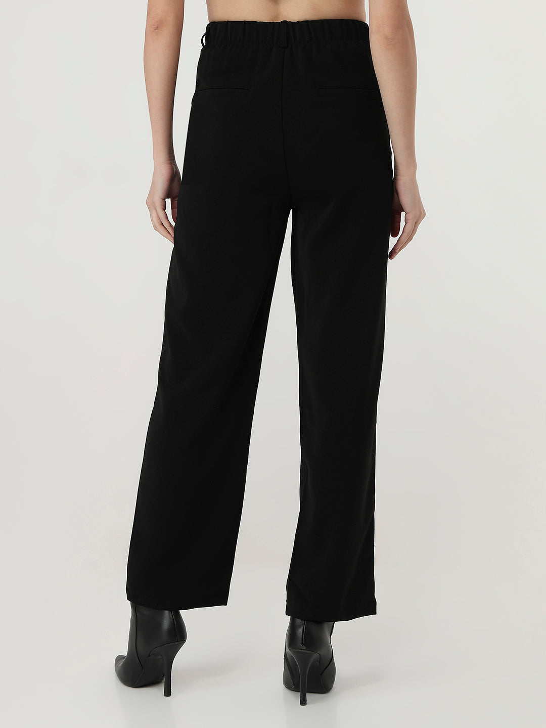 Black High-Rise Straight Fit Korean Pants