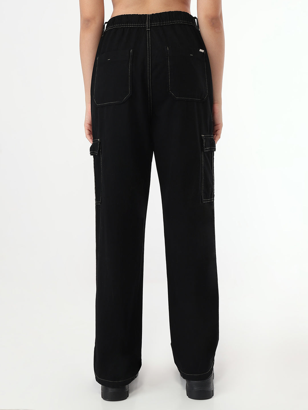 Women Black Mid-Rise Skinny Cargo