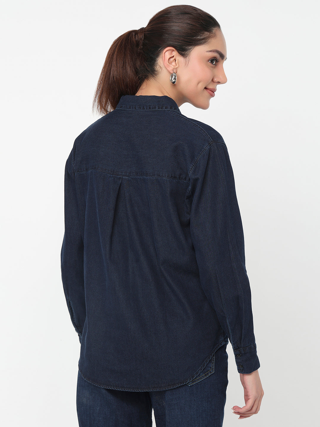 Women Dark Blue Oversized Shirt