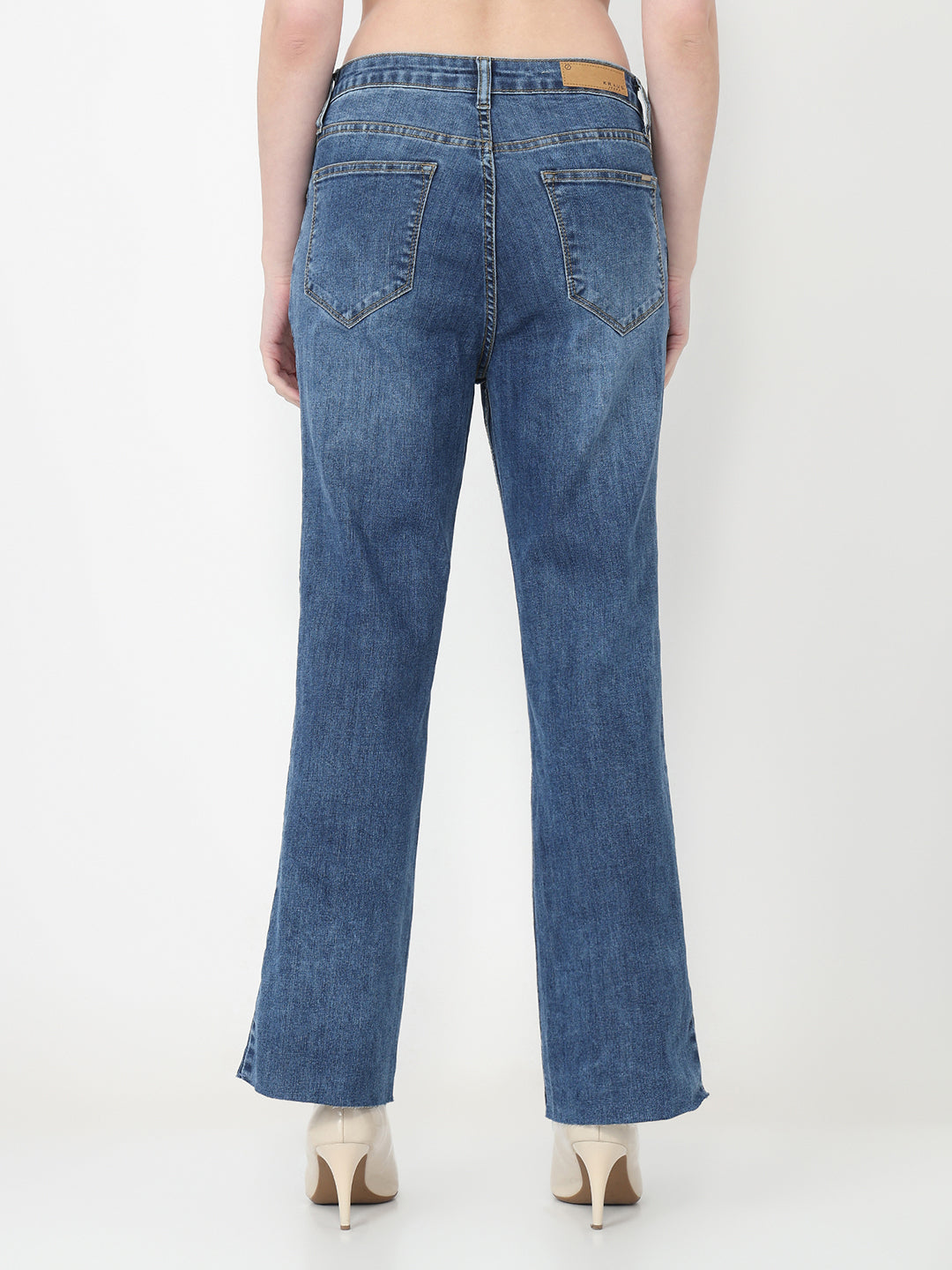 Women Blue High-Rise Crop Flare Jeans