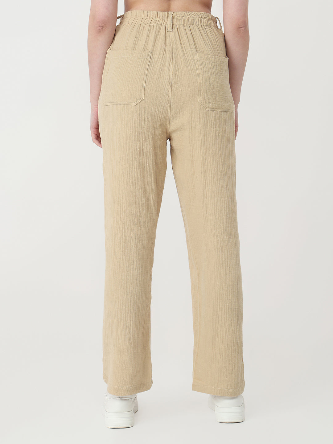 Women Oatmilk Straight Korean Pants