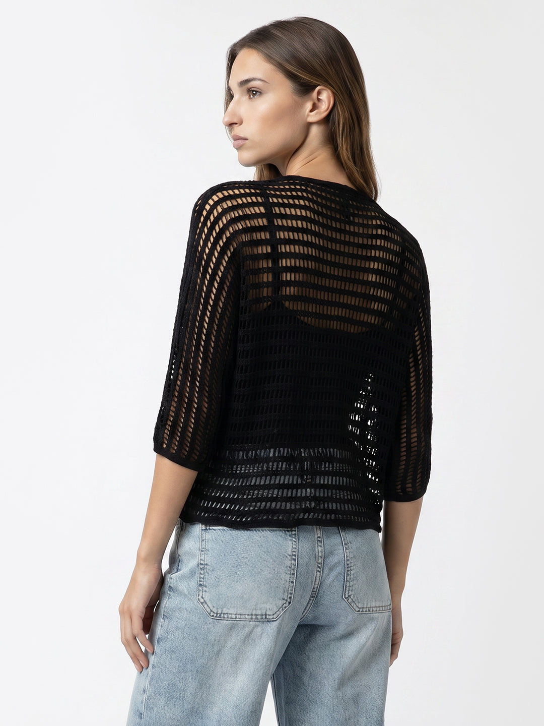 Women Black Batsleeve Top