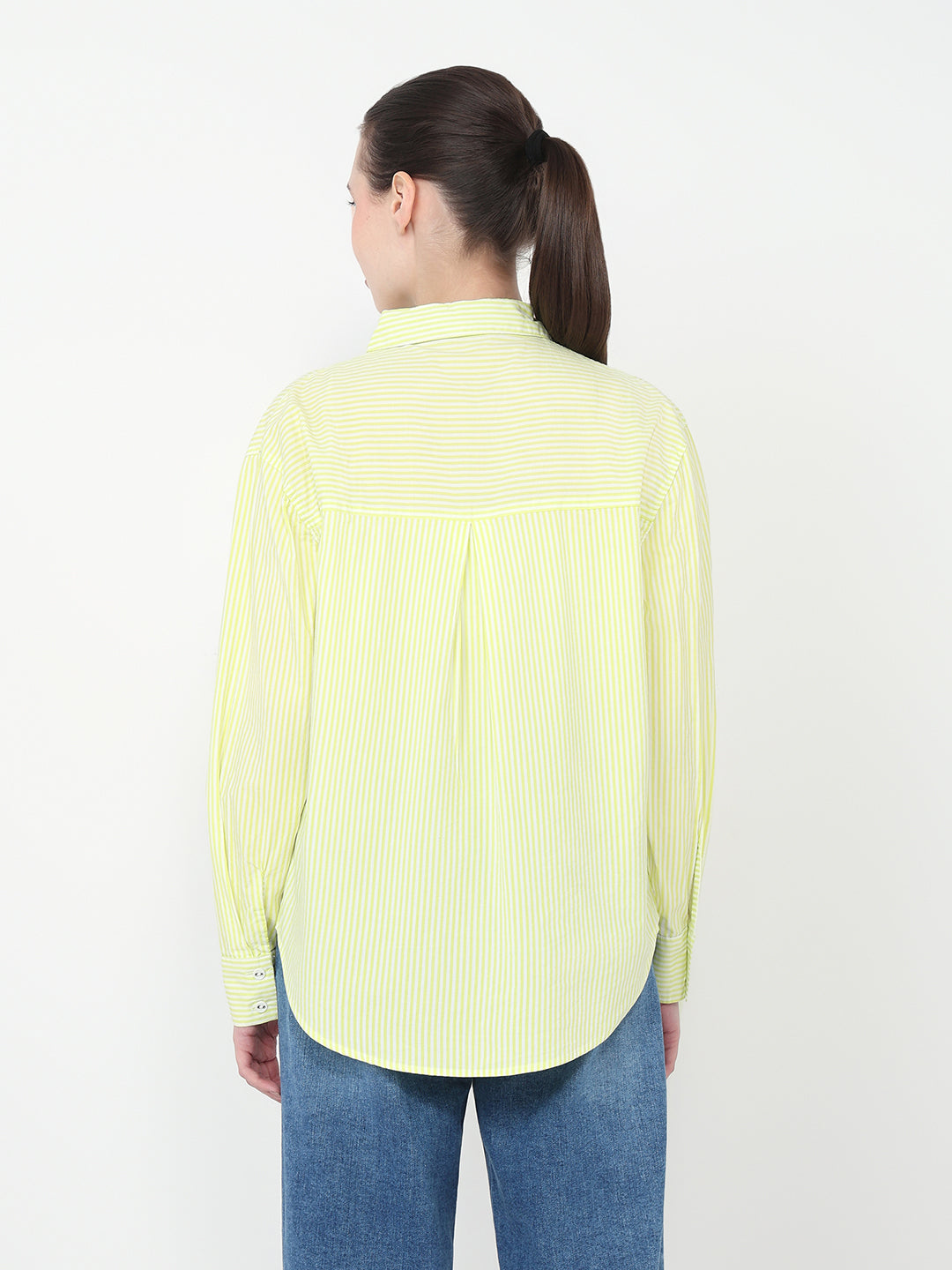 Women Lime/White Oversized Shirt