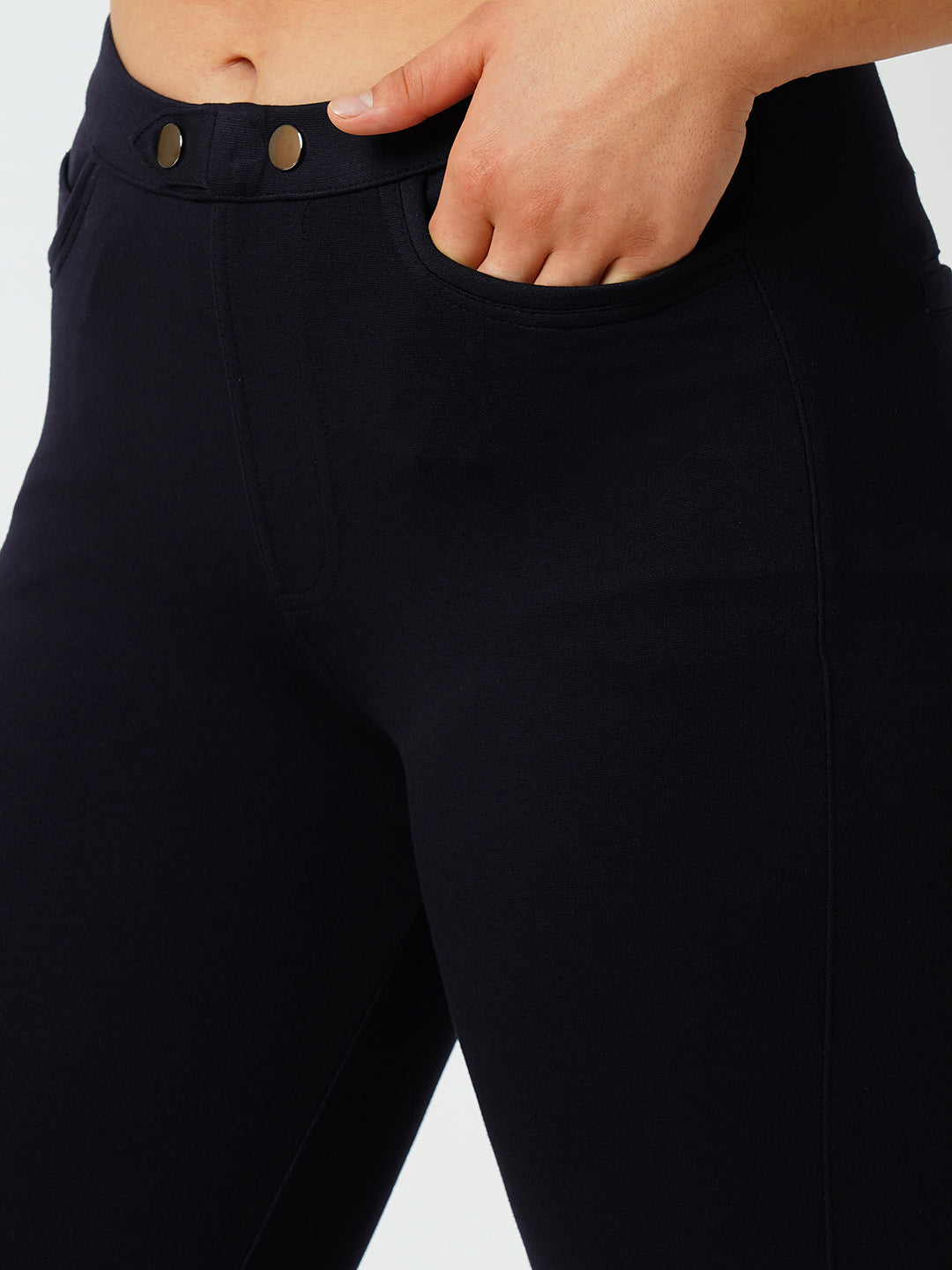 Women Navy High-Rise Skinny Treggings