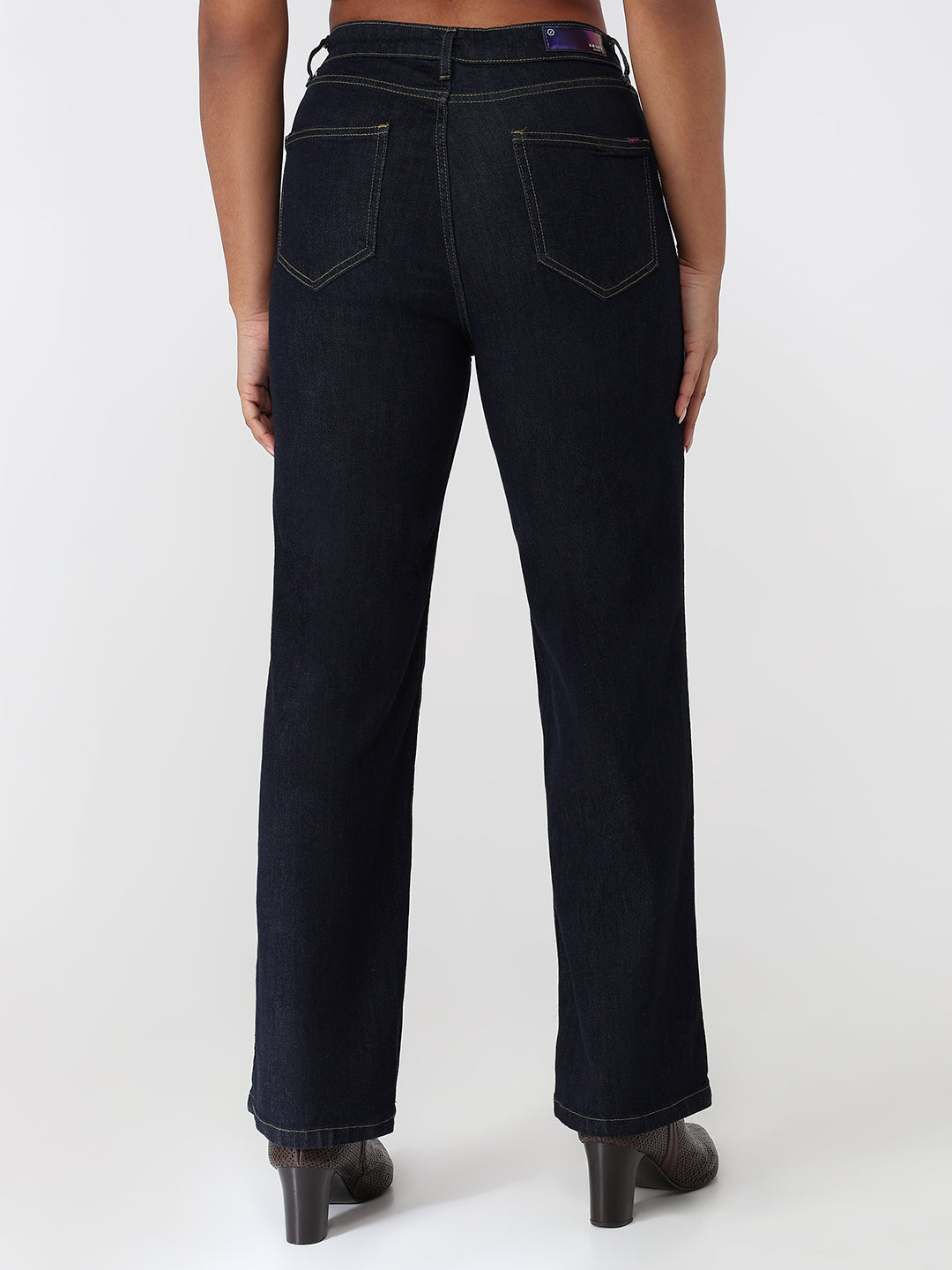 Dark Blue High-Rise Straight Fit Jeans
