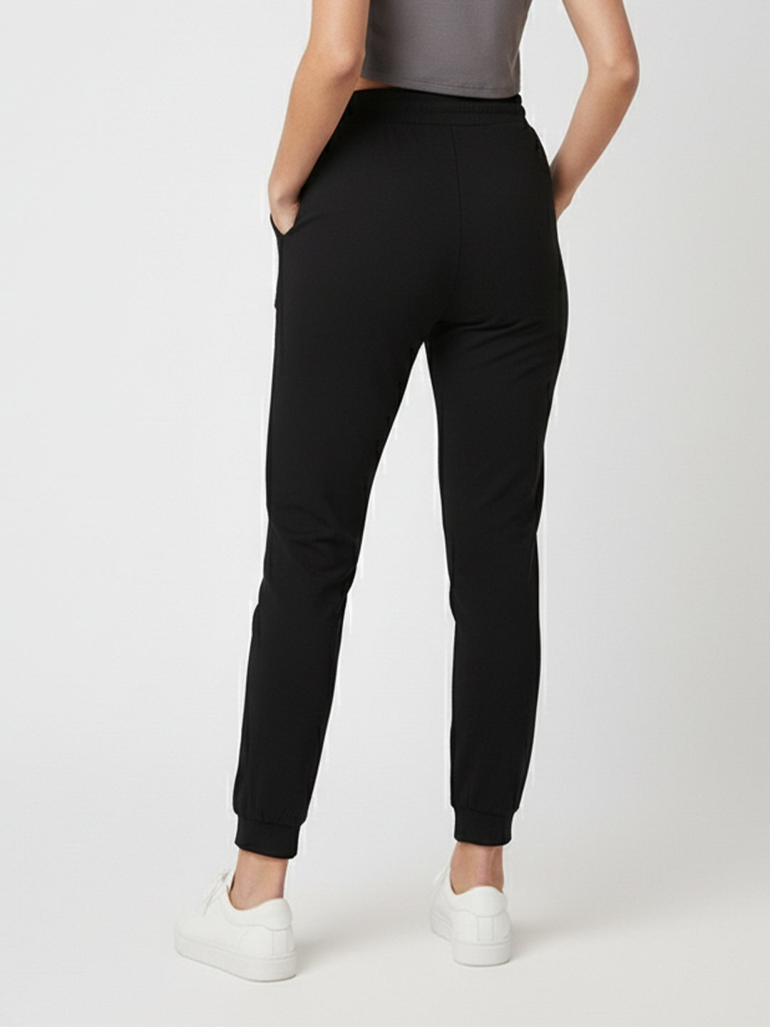 Women Black Mid-Rise Skinny Joggers