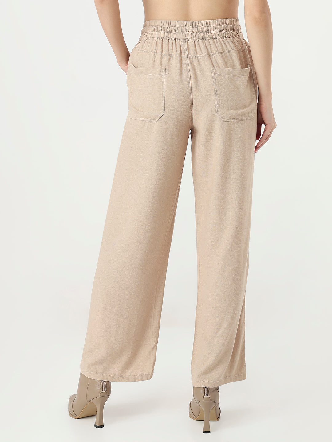 Women Oatmilk Wide Leg Trousers