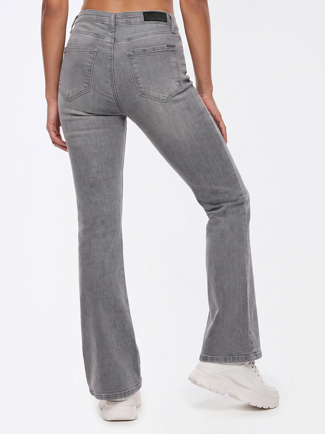 Light Grey High-Rise Flare Jeans