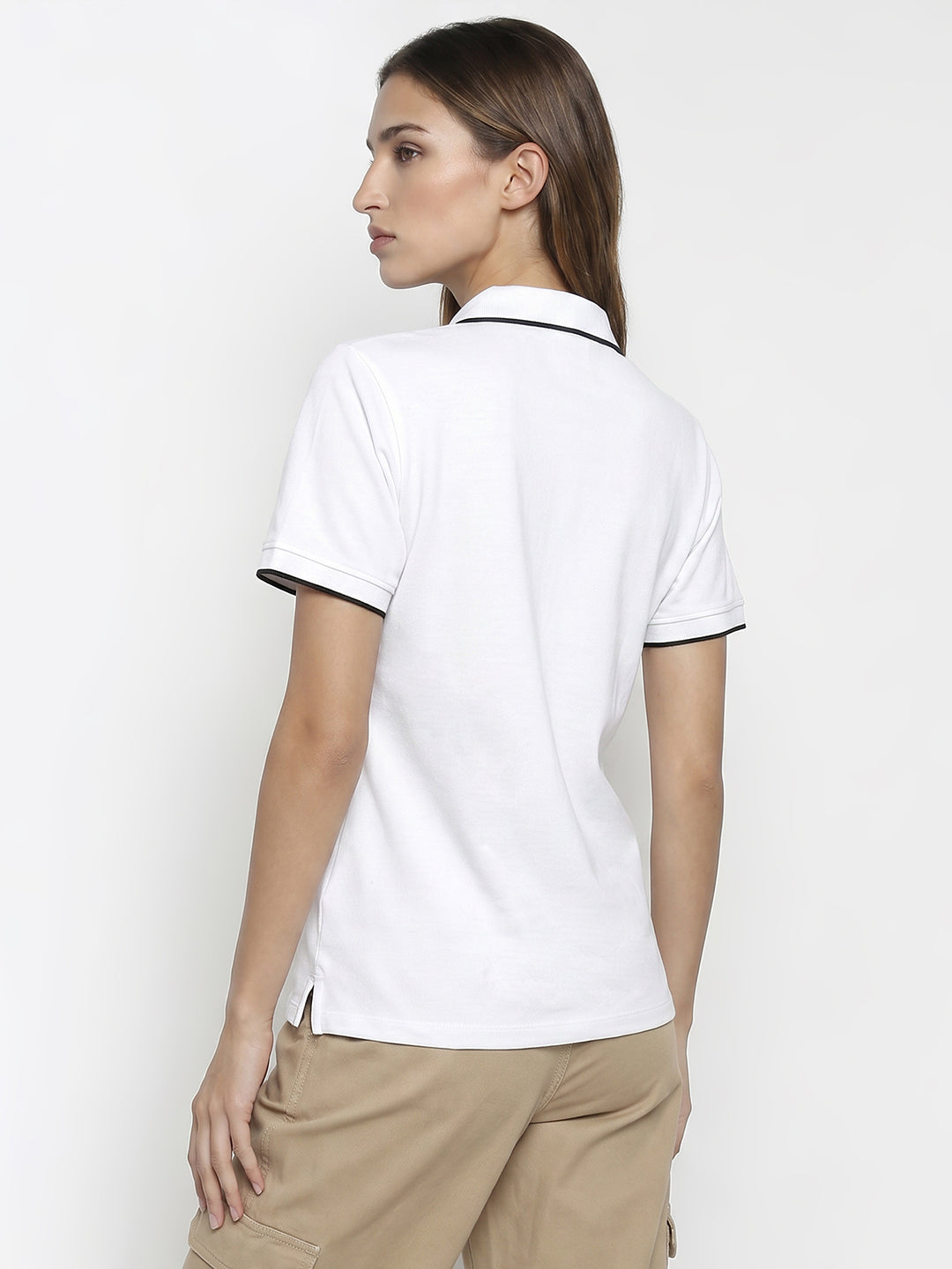 Women White Polo T-Shirt