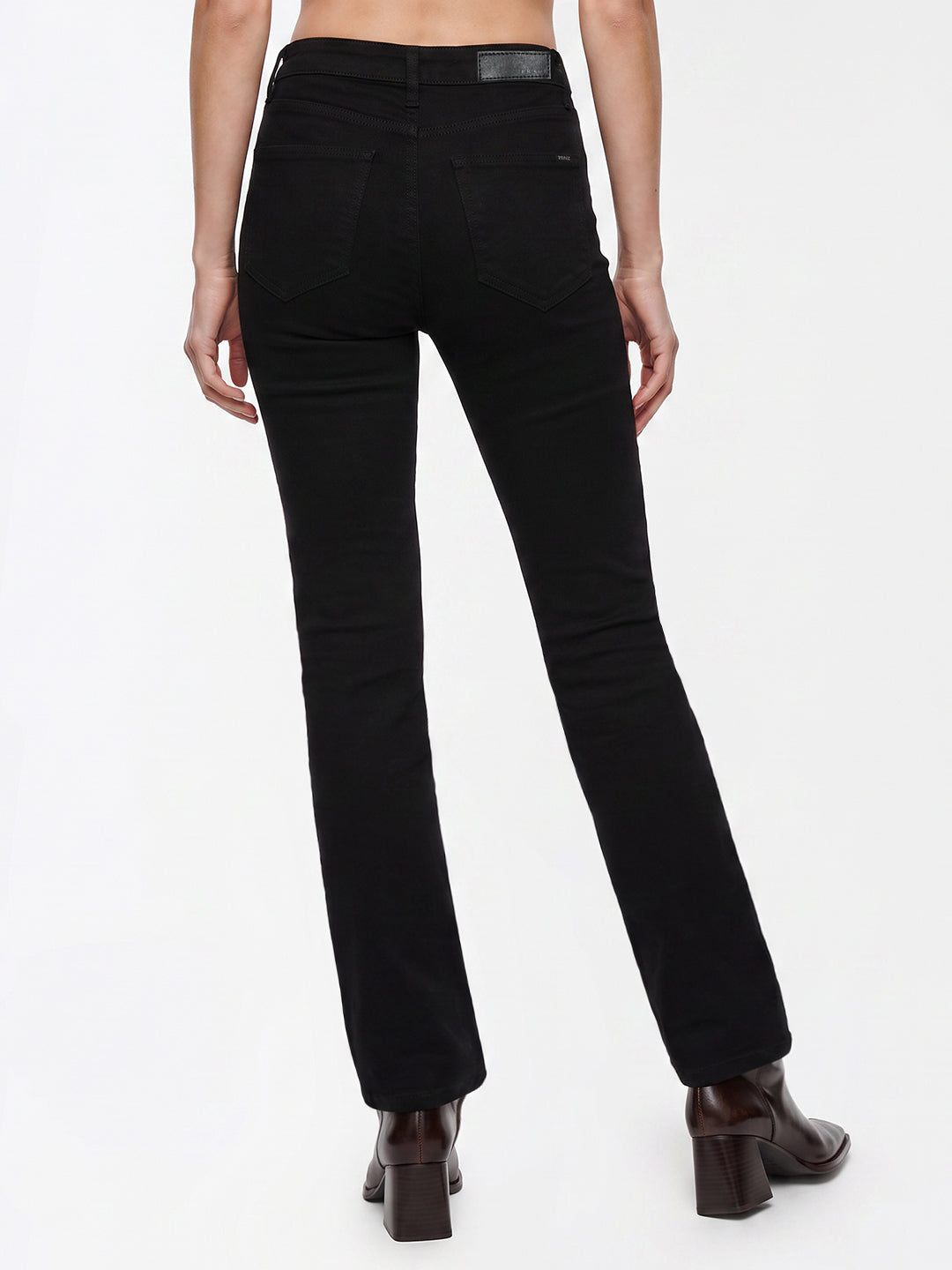 Women Black High-Rise Slim Straight Fit Jeans