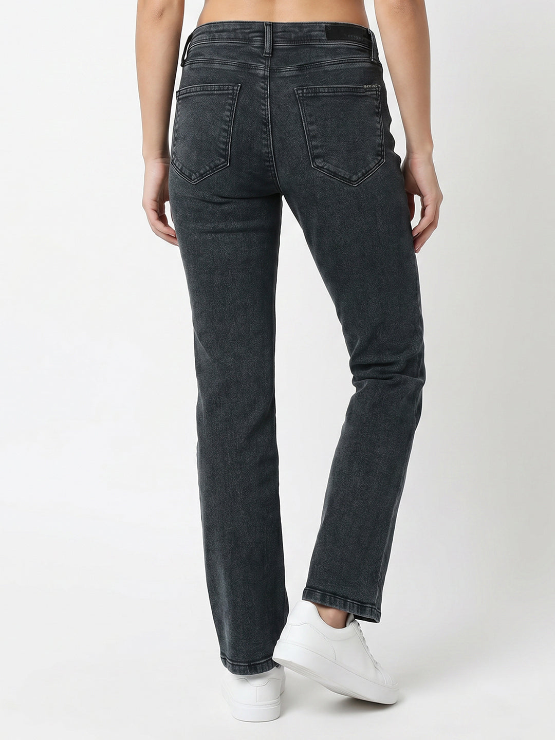 Women Slate Blue High-Rise Crop Flare Jeans