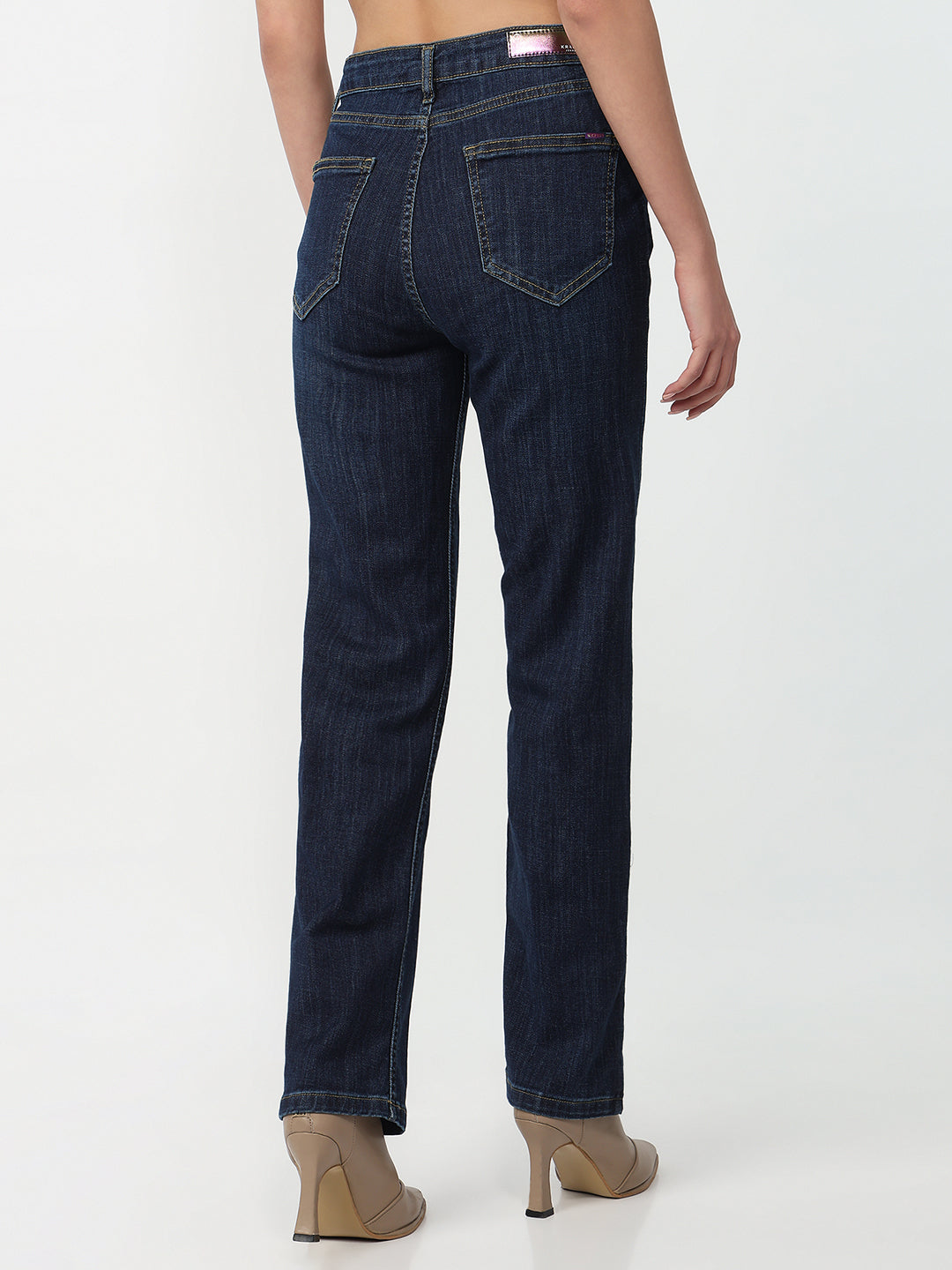 Women Dark Blue High-Rise Slim Straight Fit Jeans