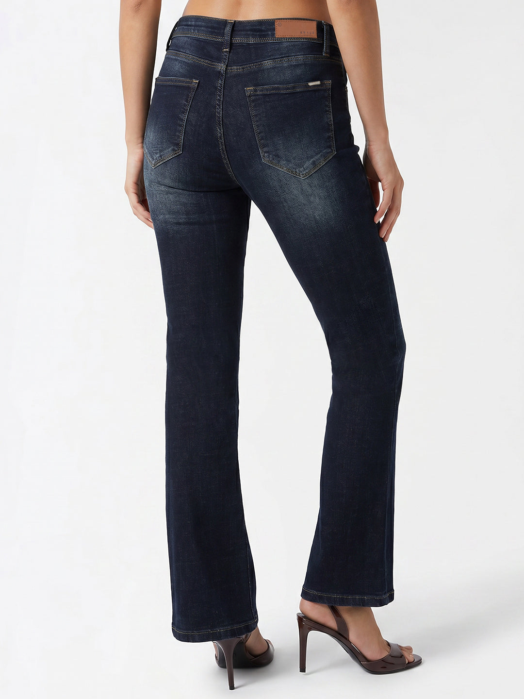 Women Dark Blue High-Rise Flare Jeans
