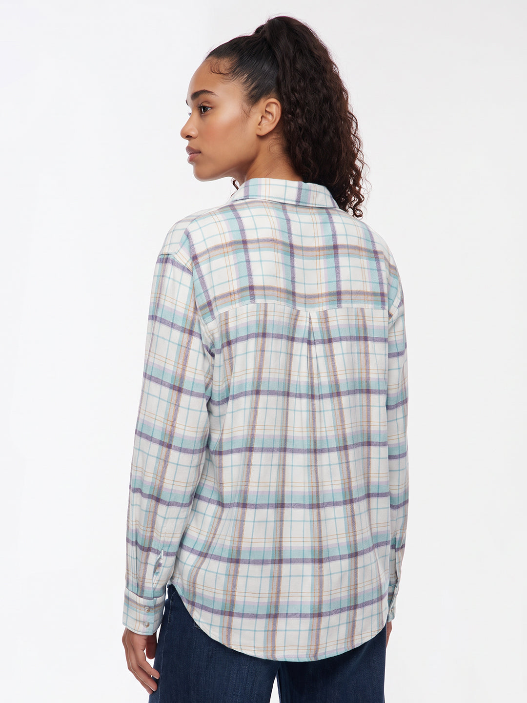White/Blue Checks Oversized Shirt