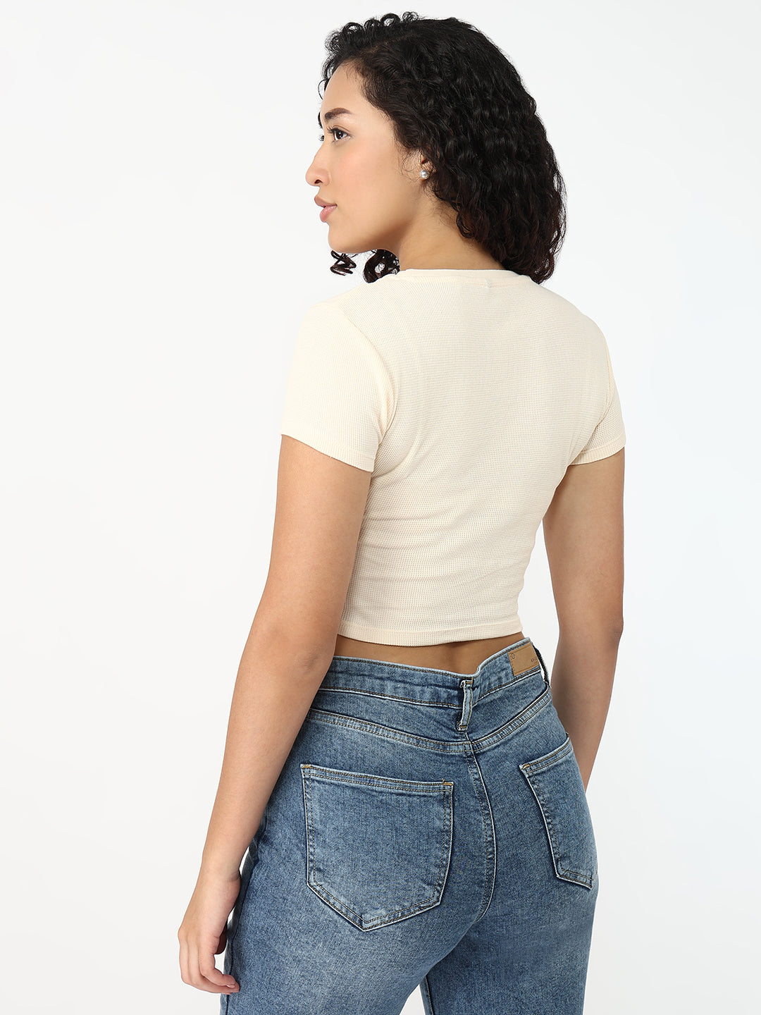 Women Beige Slim Fit Genz T-Shirt