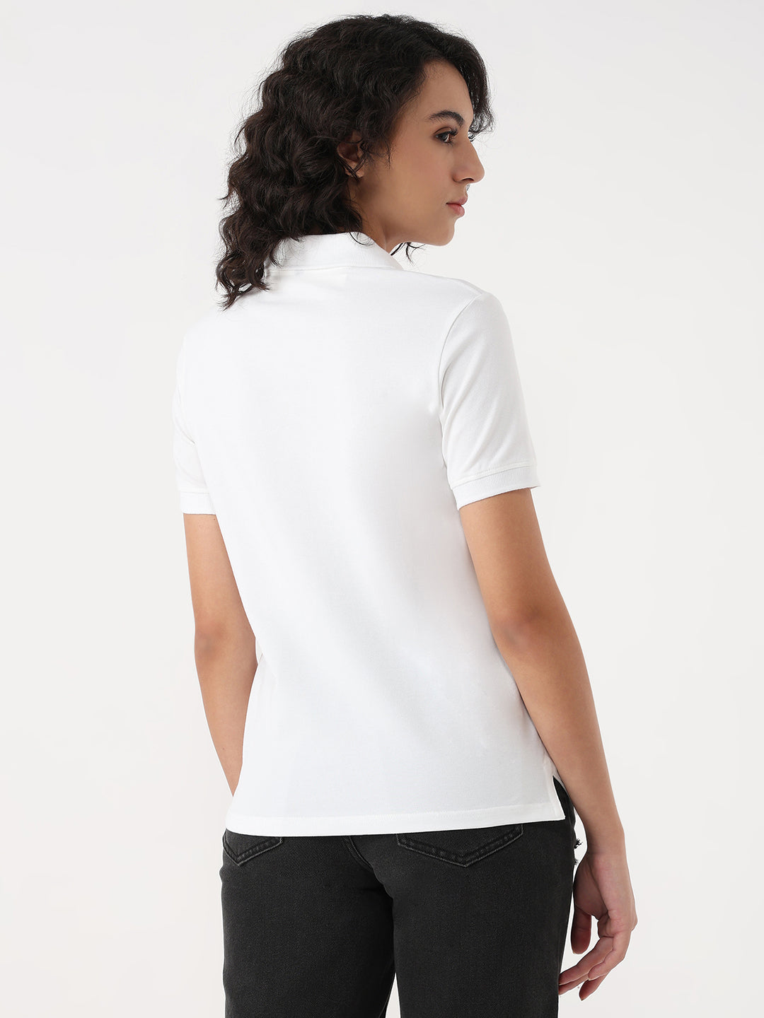 Women White Solid T-Shirt