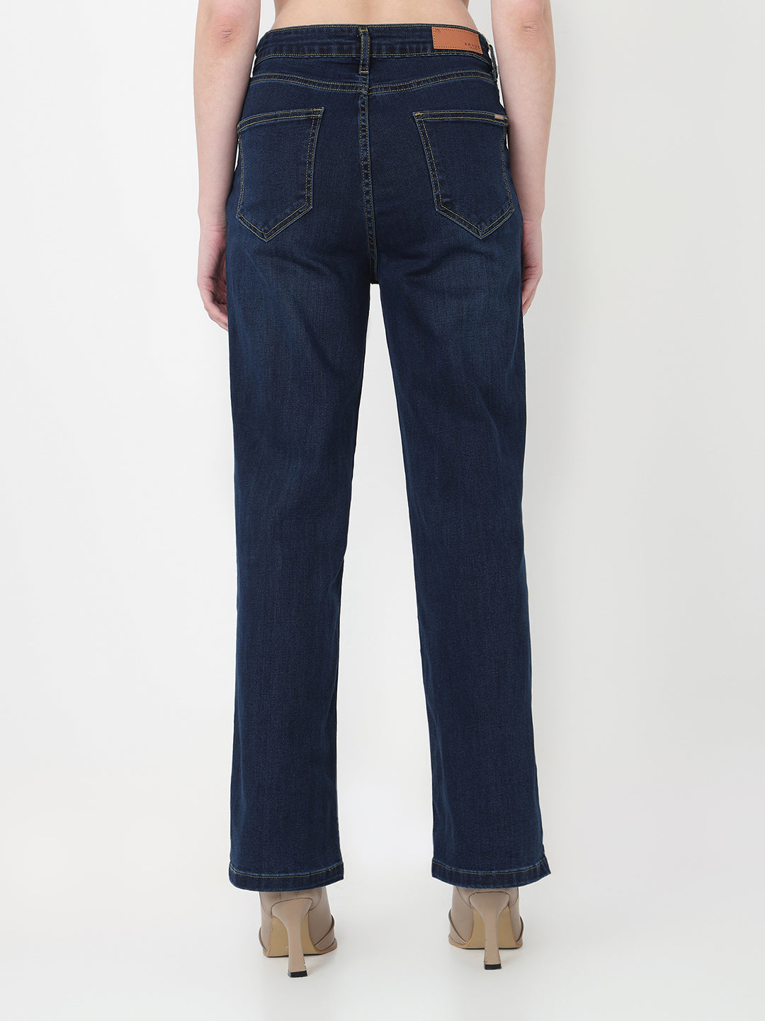 Women Dark Blue High-Rise Straight Fit Jeans