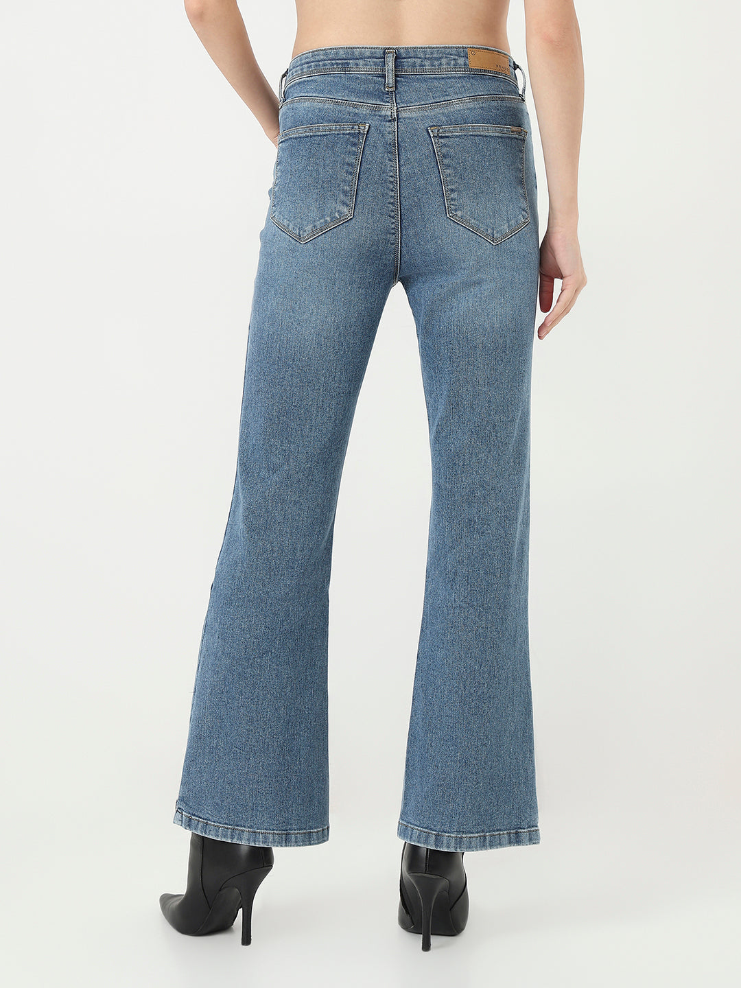 Blue High-Rise Mini Flare Jeans