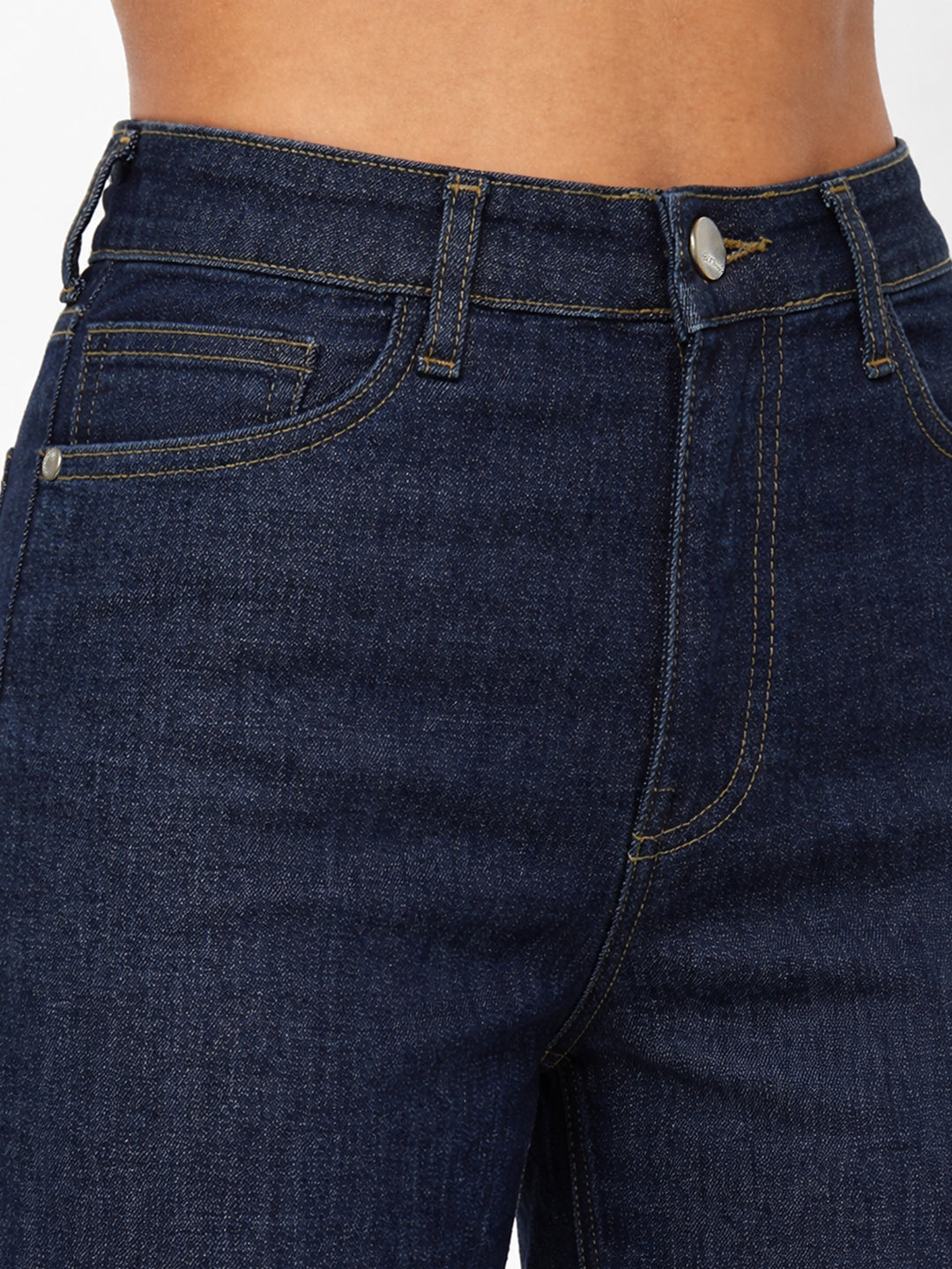 Women Dark Blue High-Rise Super Wide Leg Jeans