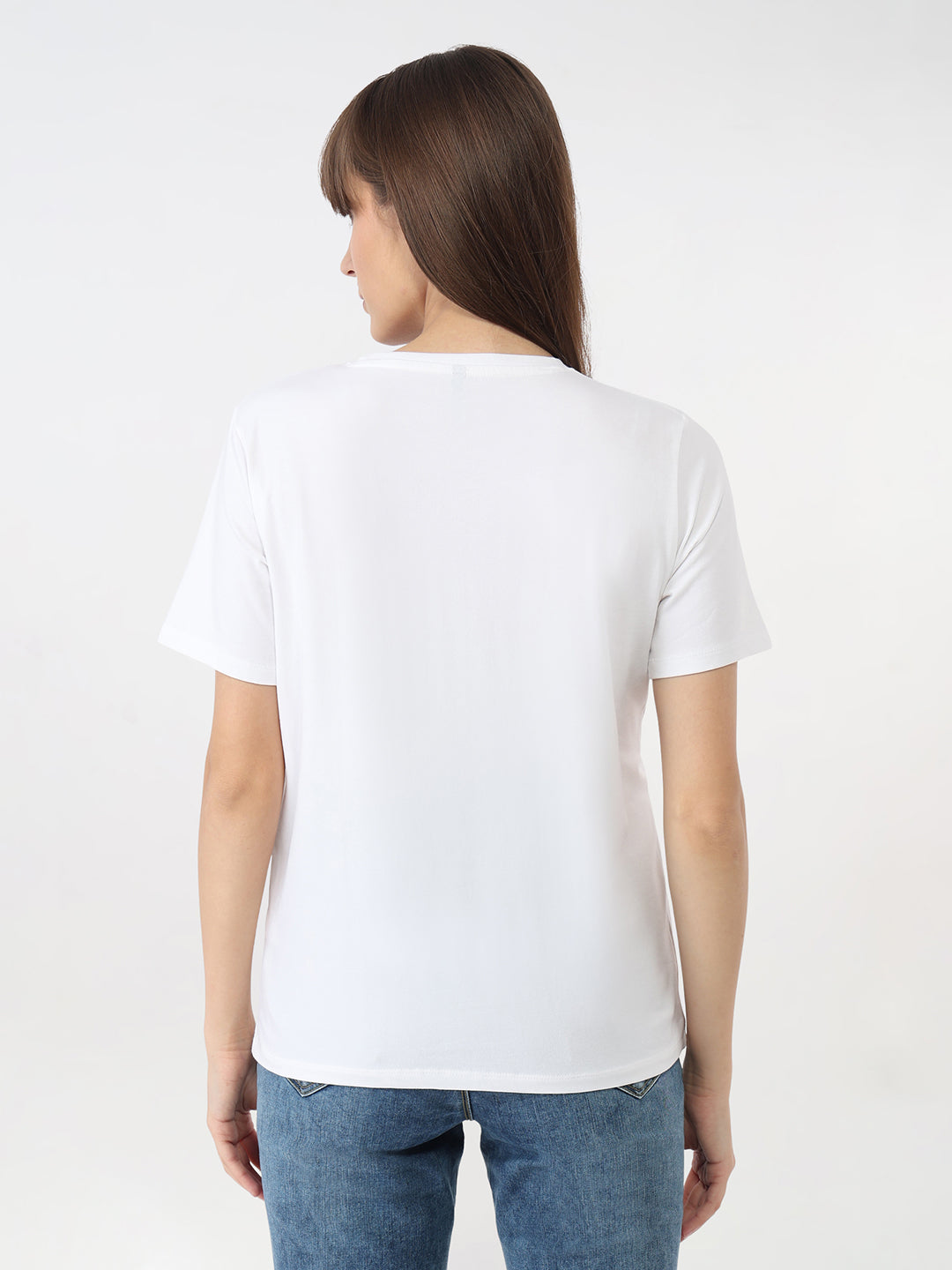 Women White Slim Graphic T-Shirt
