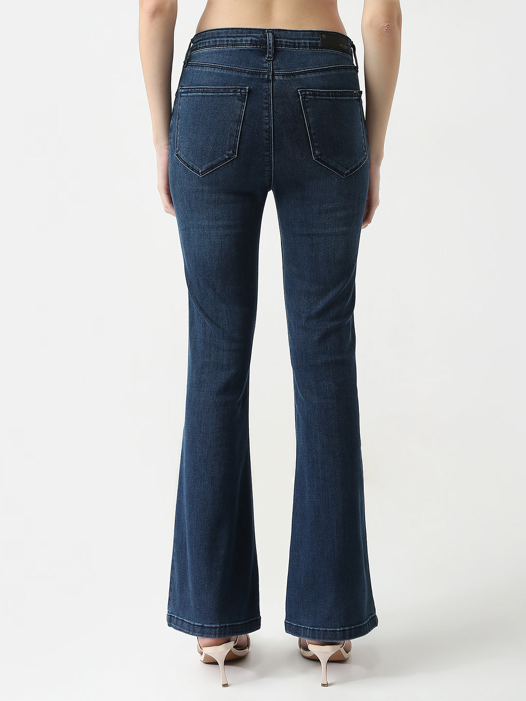 Women Dark Blue High-Rise Flare Jeans