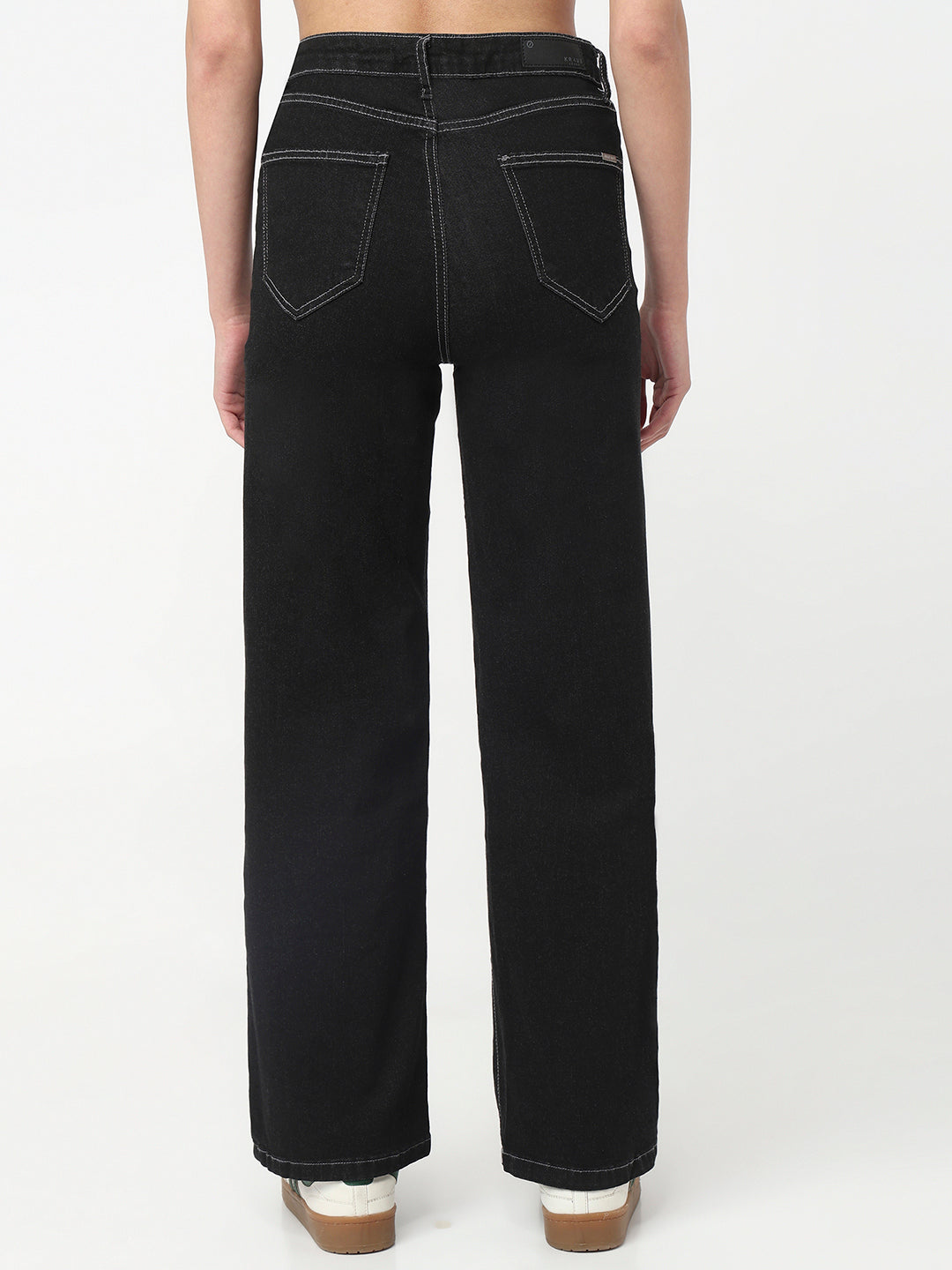 Women Black High-Rise Wide Leg Jeans