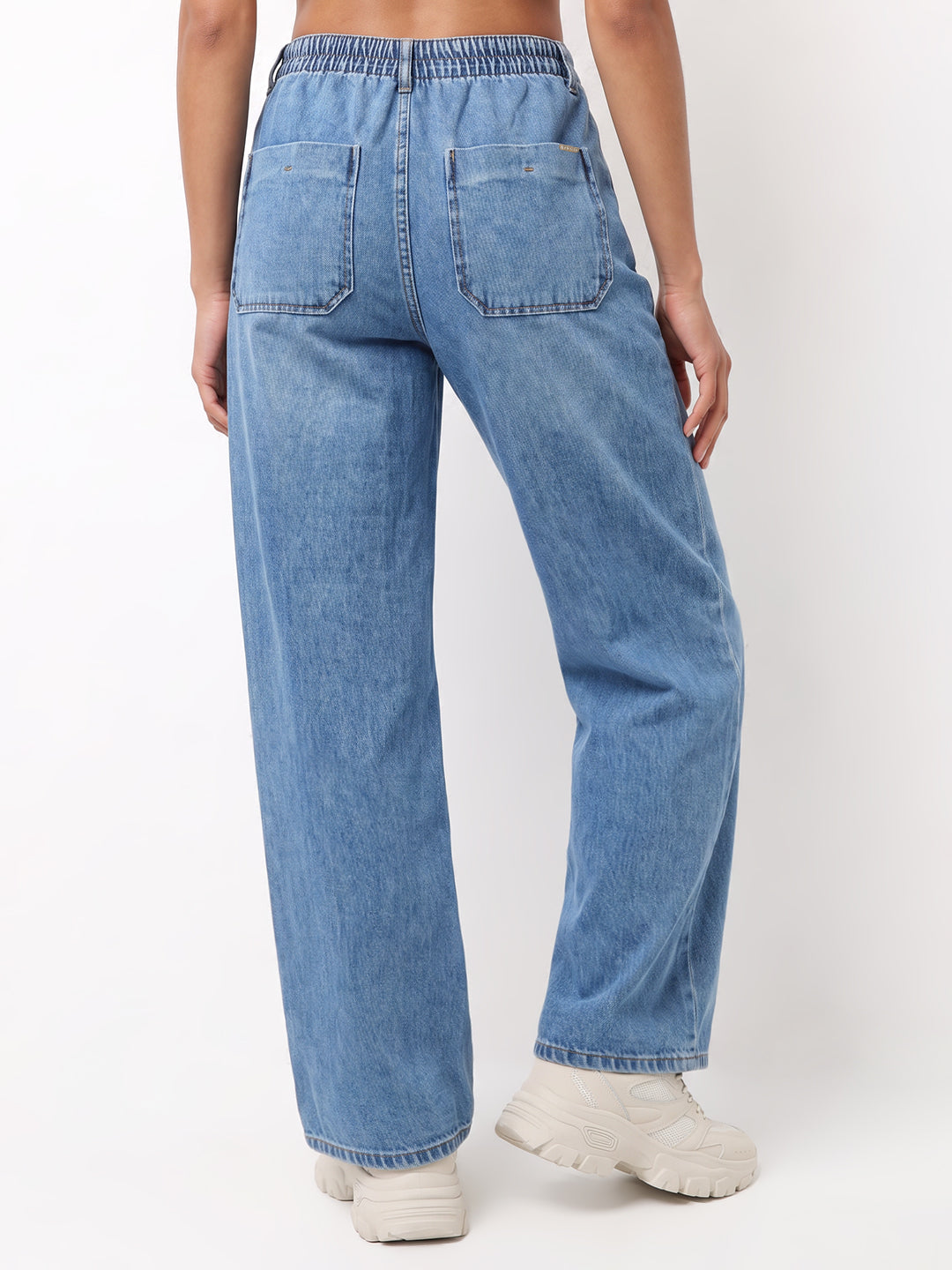 Blue High-Rise Crop Wide Leg Jeans