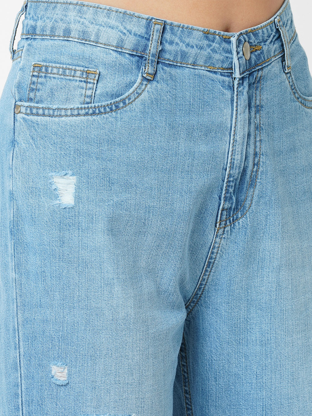 Women Blue High-Rise Slim Straight Fit Jeans