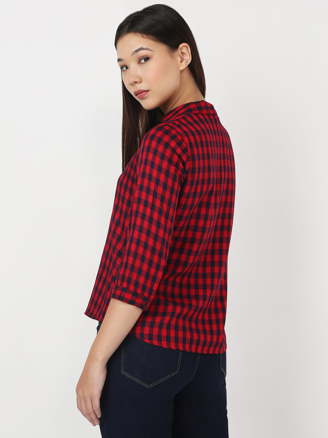 Women Red/Navy Checks Shirt