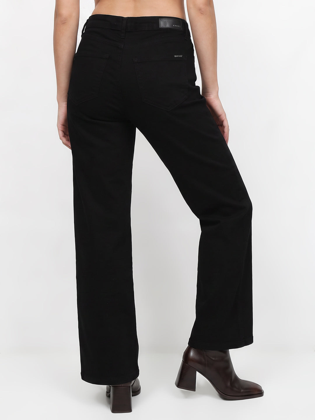 Women Black High-Rise Straight Fit Jeans