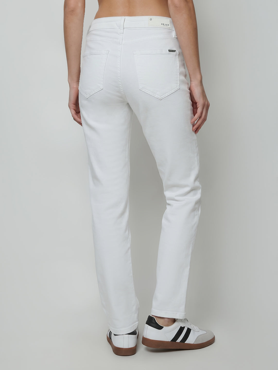Women White High-Rise Slim Straight Fit Jeans