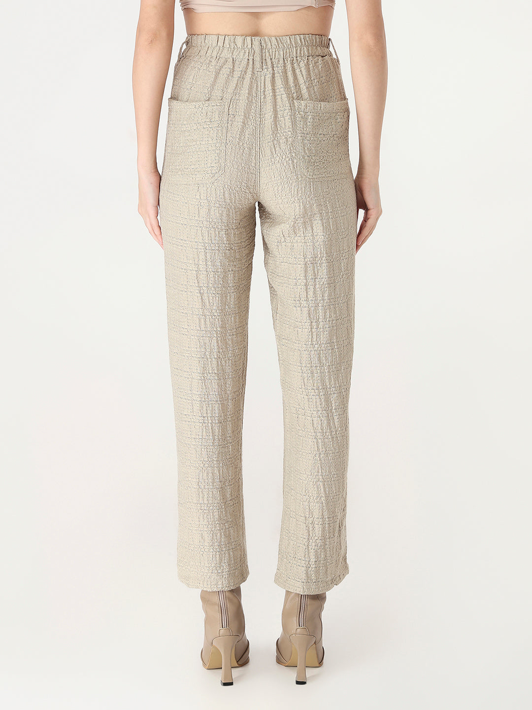 Women Pumic Stone High-Rise Straight Fit Korean Pants