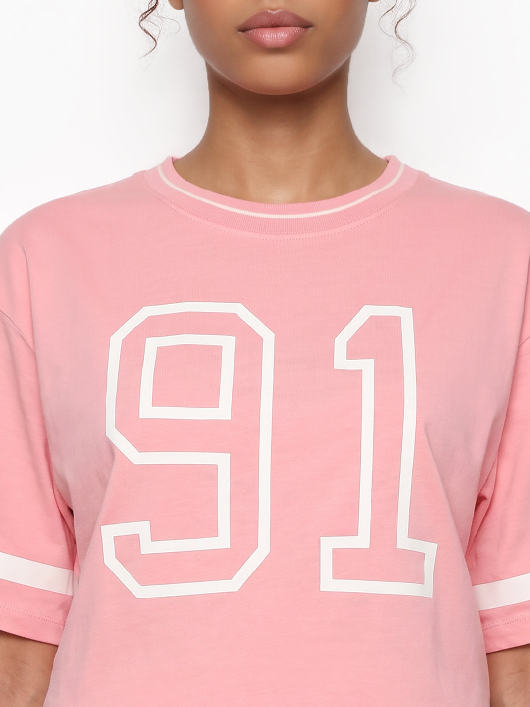 Peach Pink Graphic Oversized T-Shirt