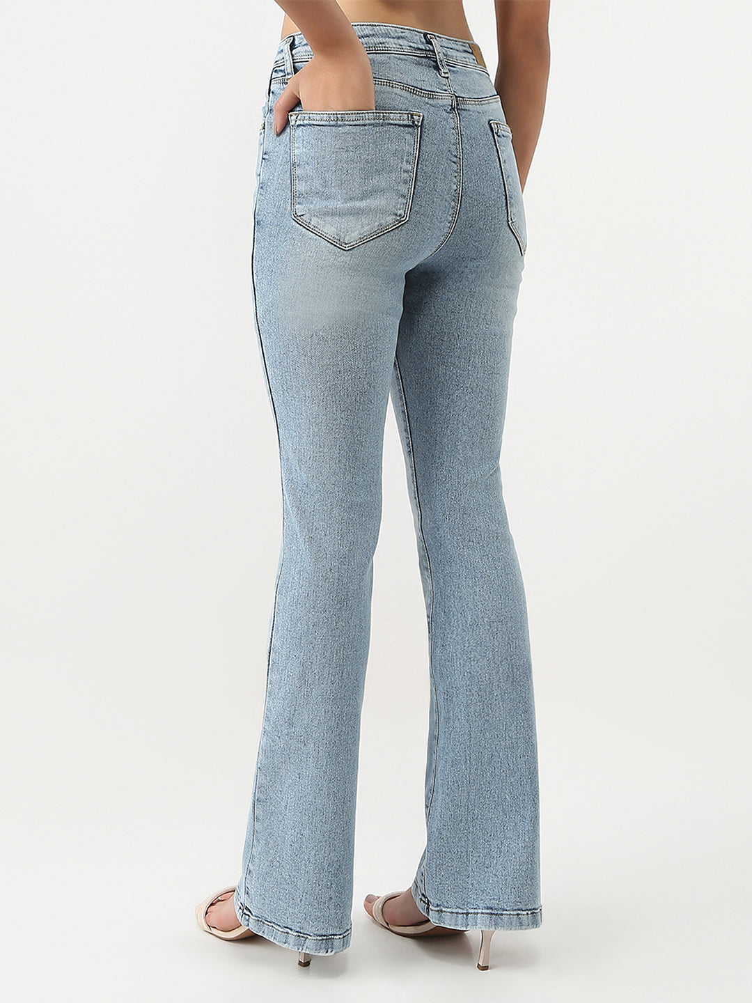 Women Light Blue High-Rise Flare Jeans