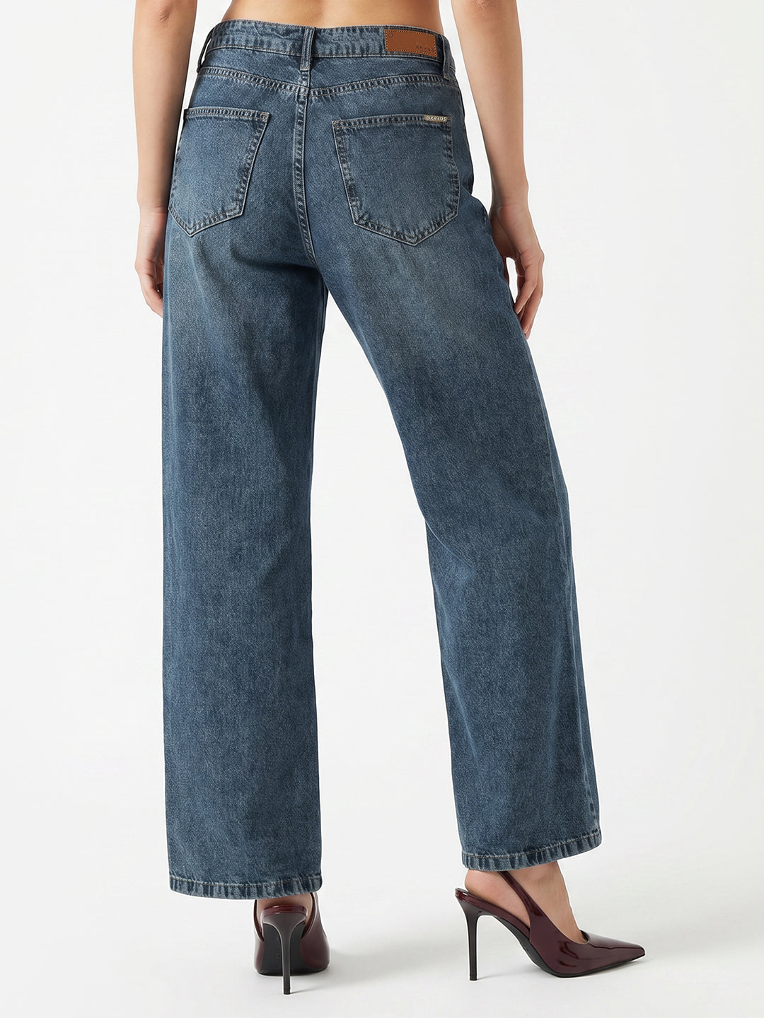 Women Blue High-Rise Wide Leg Jeans