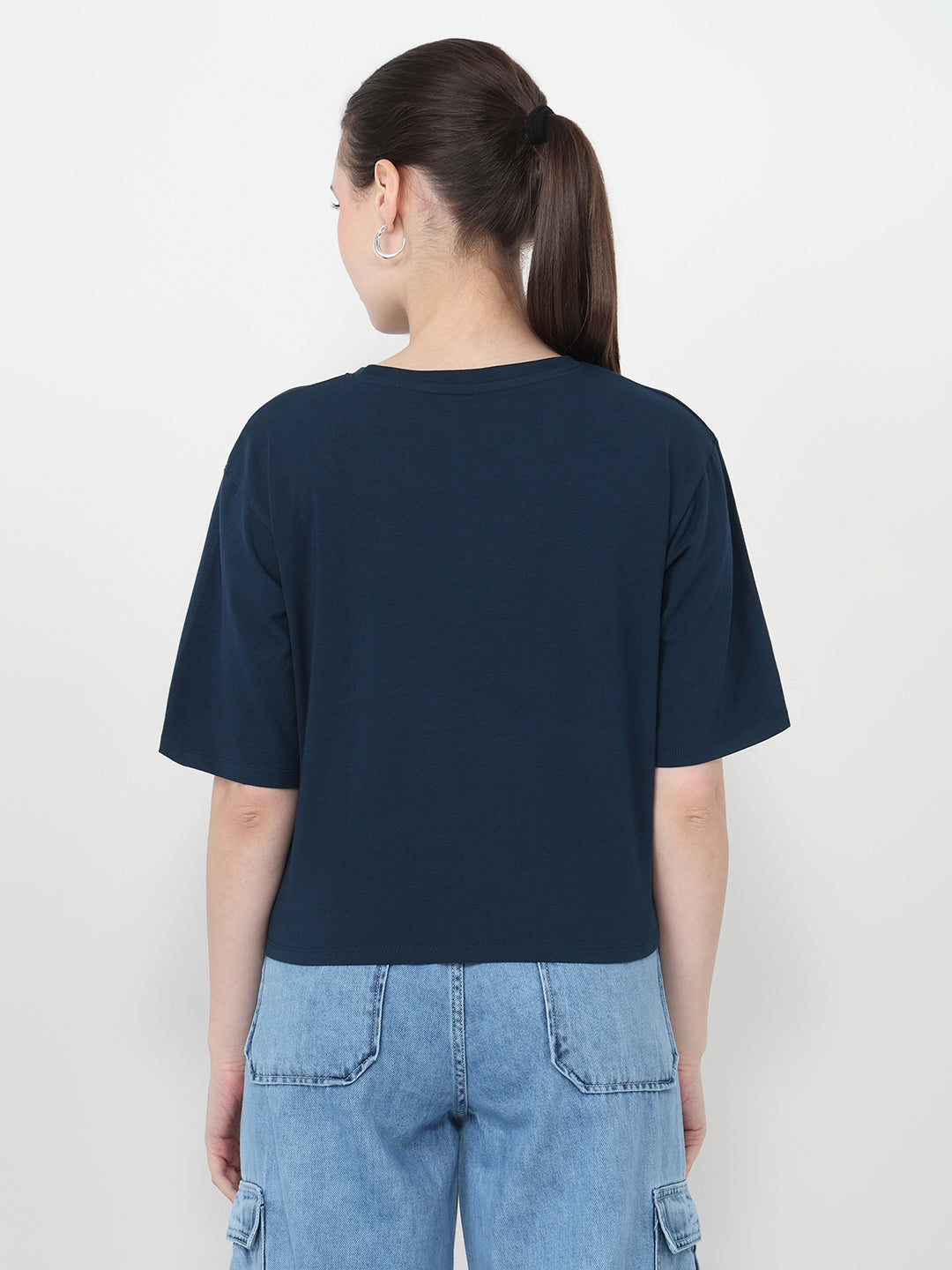 Women Graphic Crop Slim Fit Tees