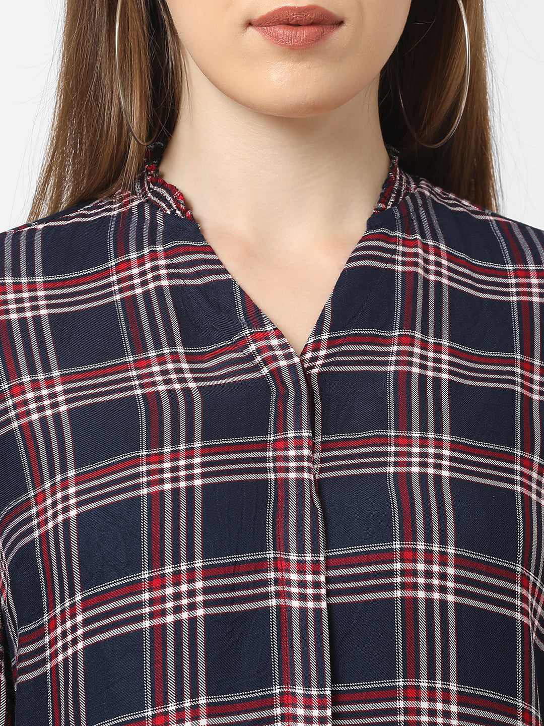 Women Navy Checks Shirt