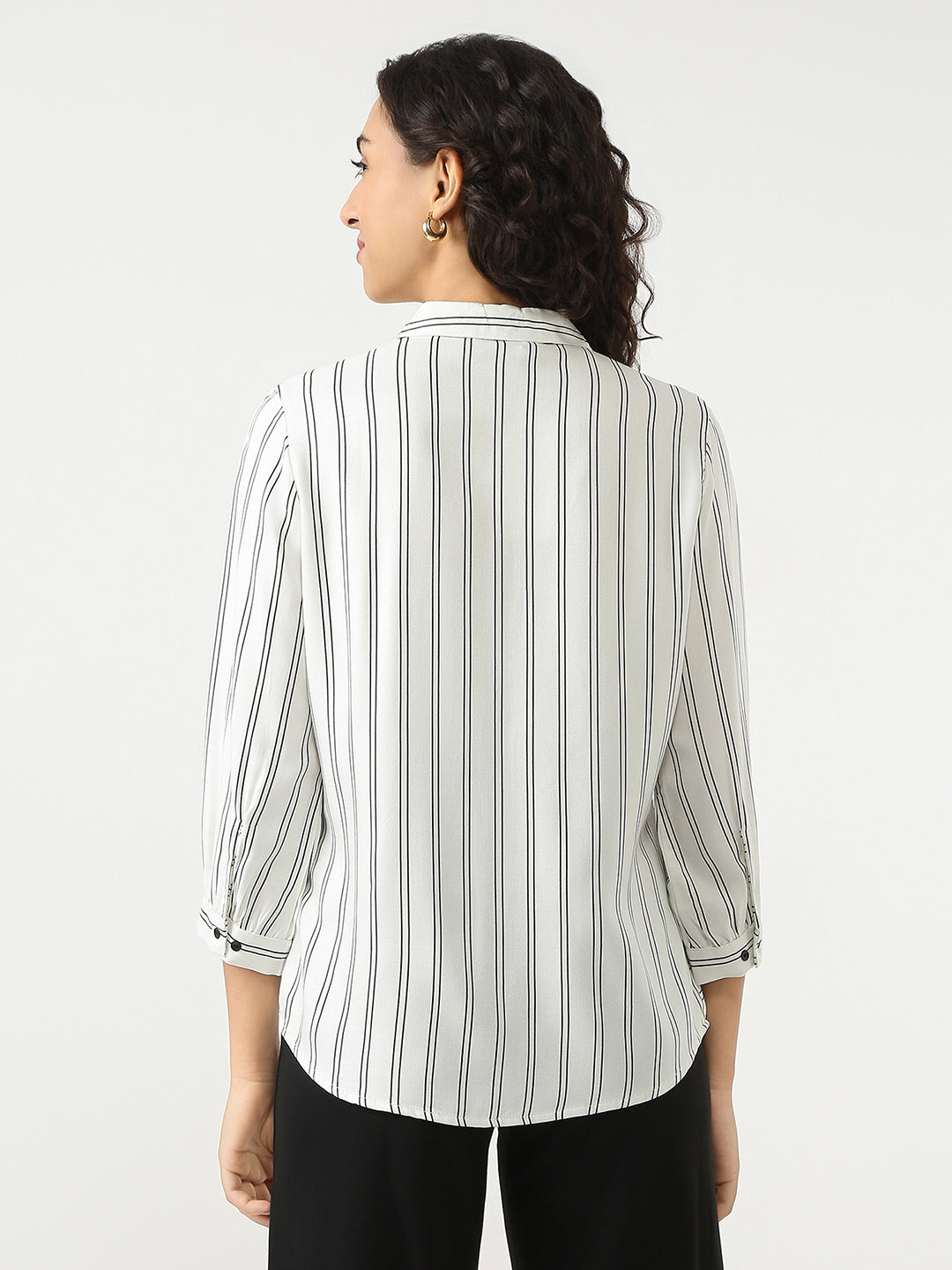 Women White/Black Stripe Shirt