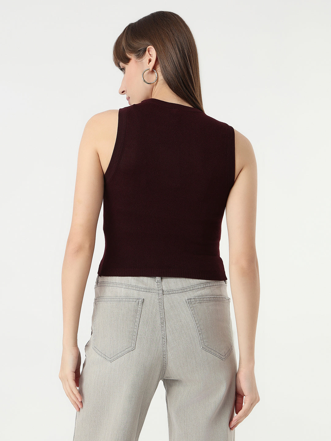 Women Wine Slim Fit Tank Top