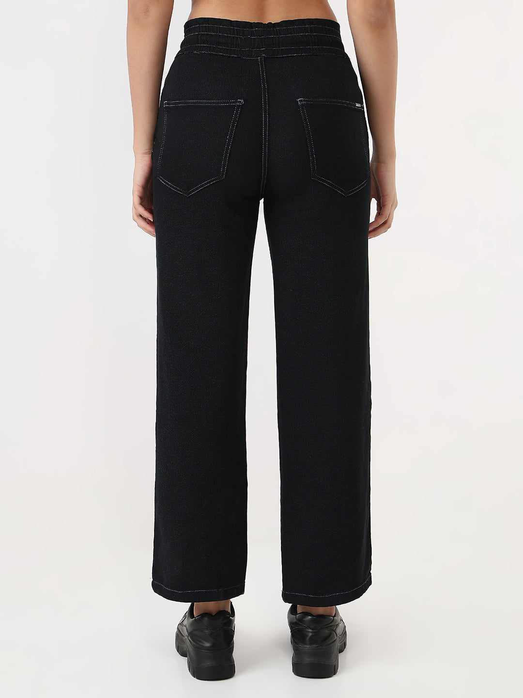 Women Black High-Rise Joggers