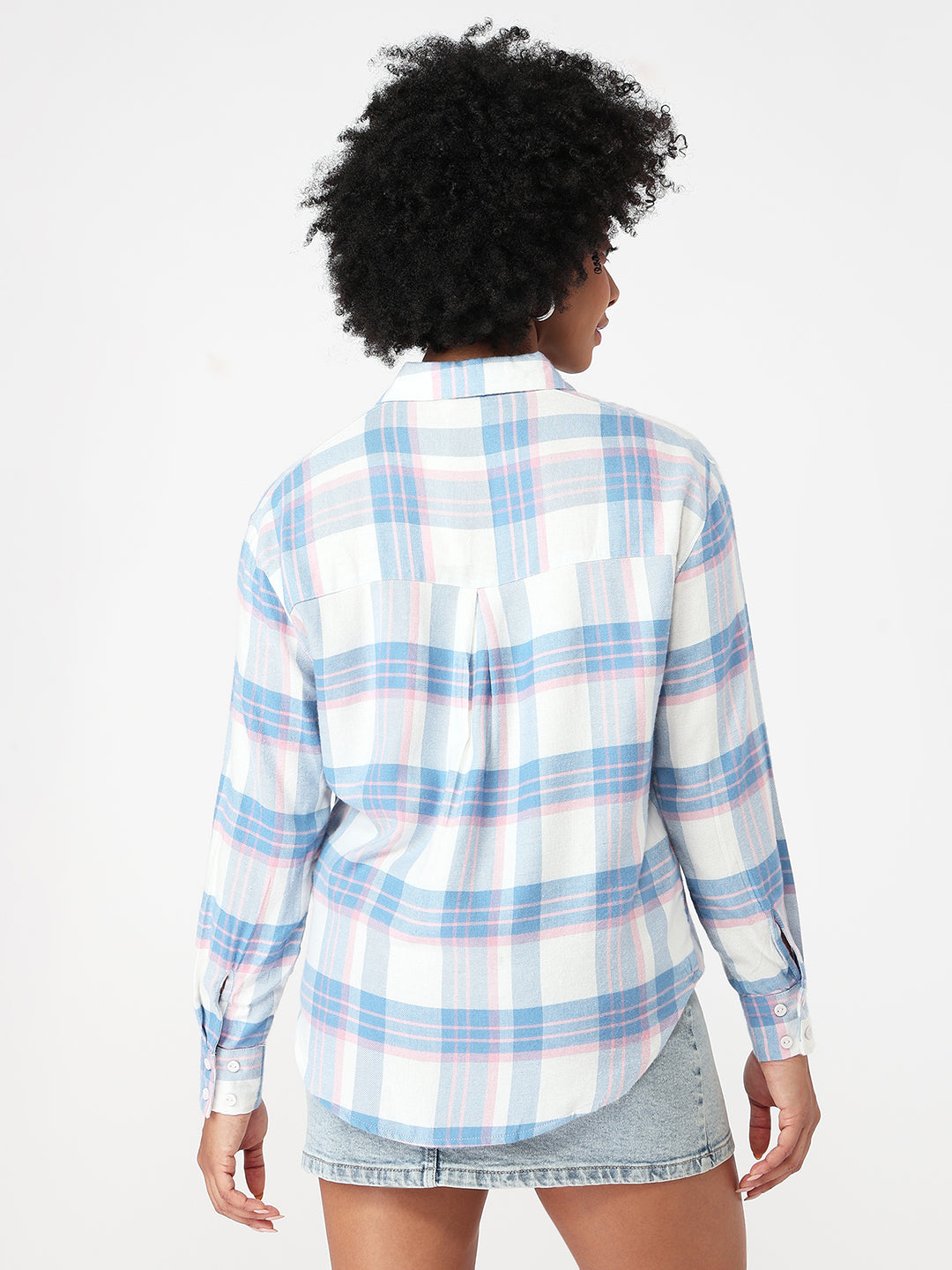 Women Blue/White Slim Fit Oversized Shirt