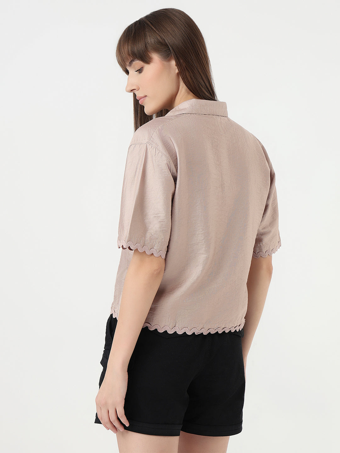 Women Gray Daze Slim Fit Crop Shirt