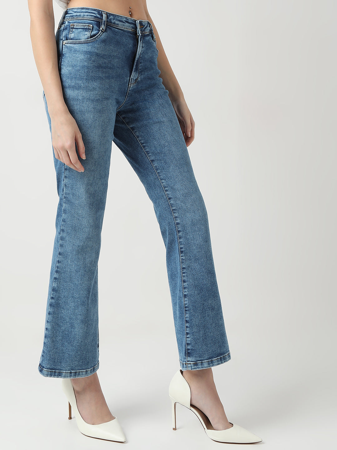 Women Blue High-Rise Flare Jeans