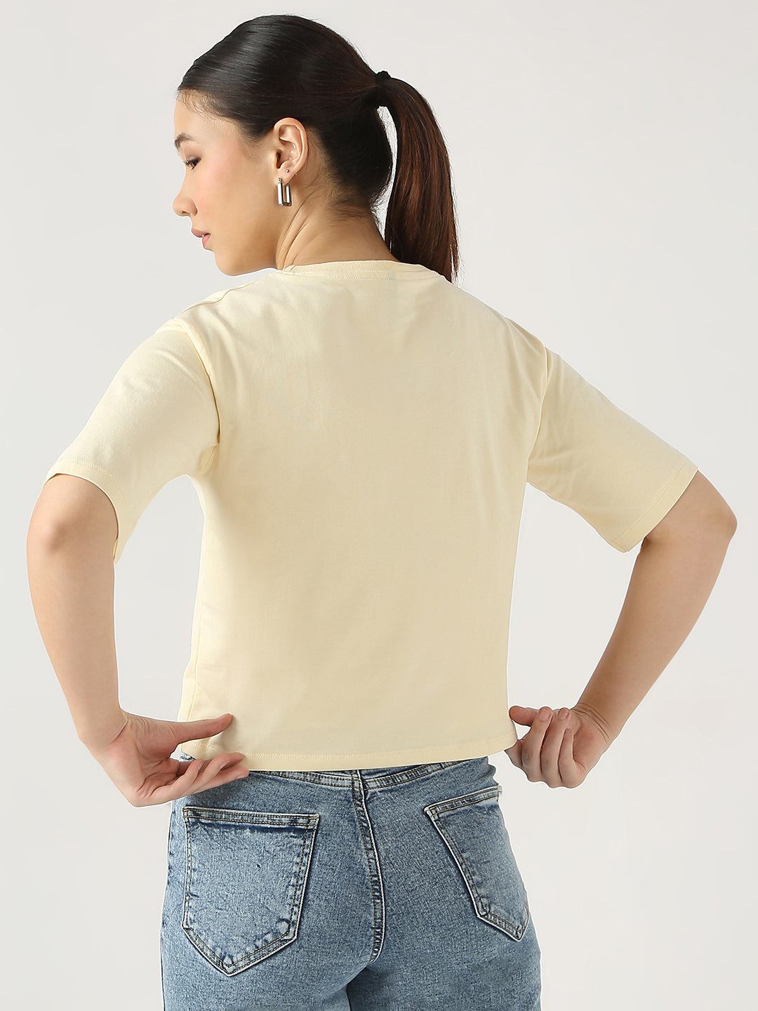 Women Graphic Crop Slim Fit Tees