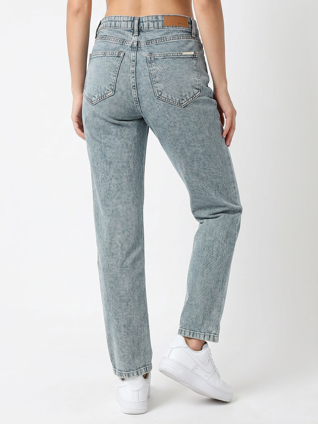 Women Blue High-Rise Slim Straight Fit Jeans
